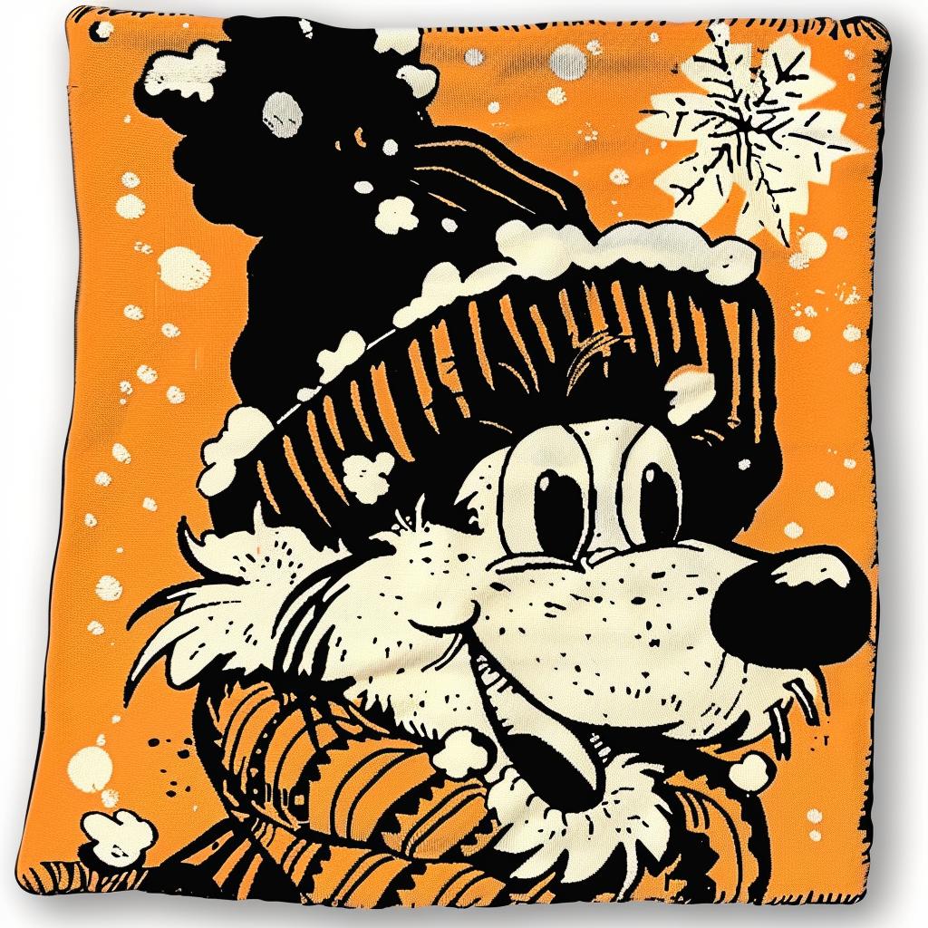 Bulldog  Cartoon  Cap  Hat  Scarf  Pillow  White  Background  Cute  Animal 942464