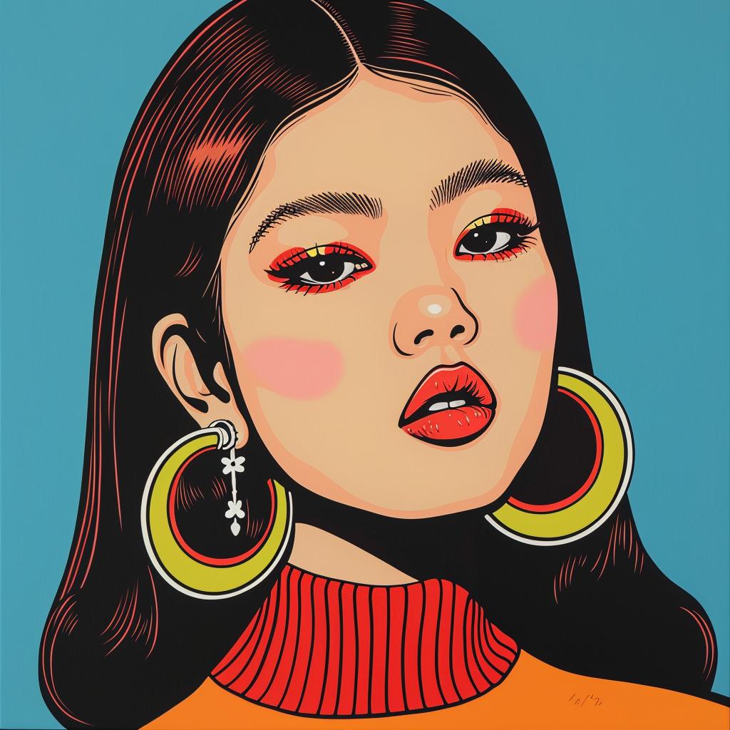 painting  woman  Asian  big  earrings  light  brown  skin  portrait  art 972323