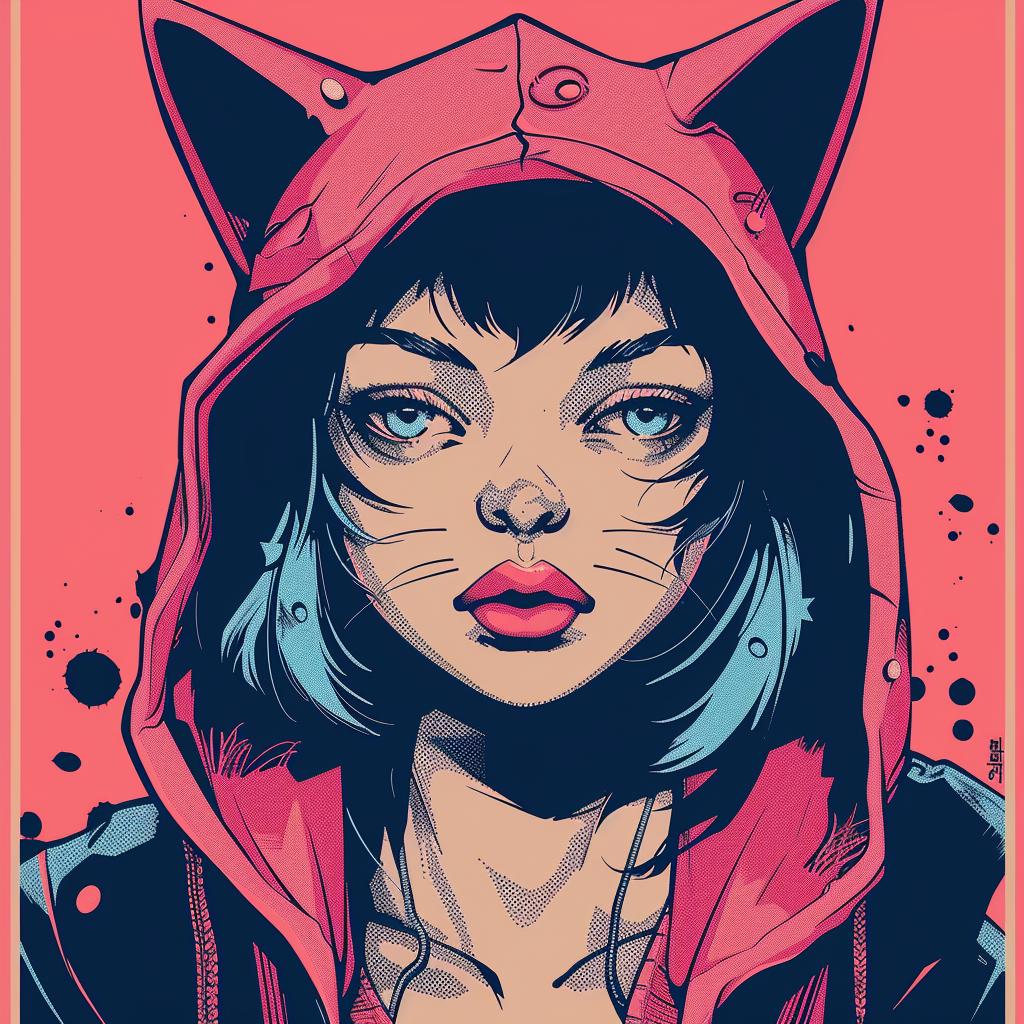woman  catmask  hoodie  punk  goth  artwork  FLCL  japanese  pink  mixedrace 1035841