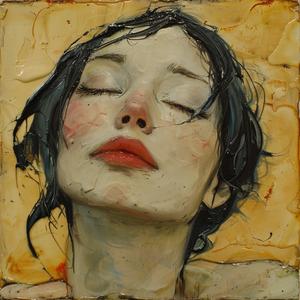 encaustic  paint  woman  red  lips  art  colorful  abstract  portrait  modern 1064270