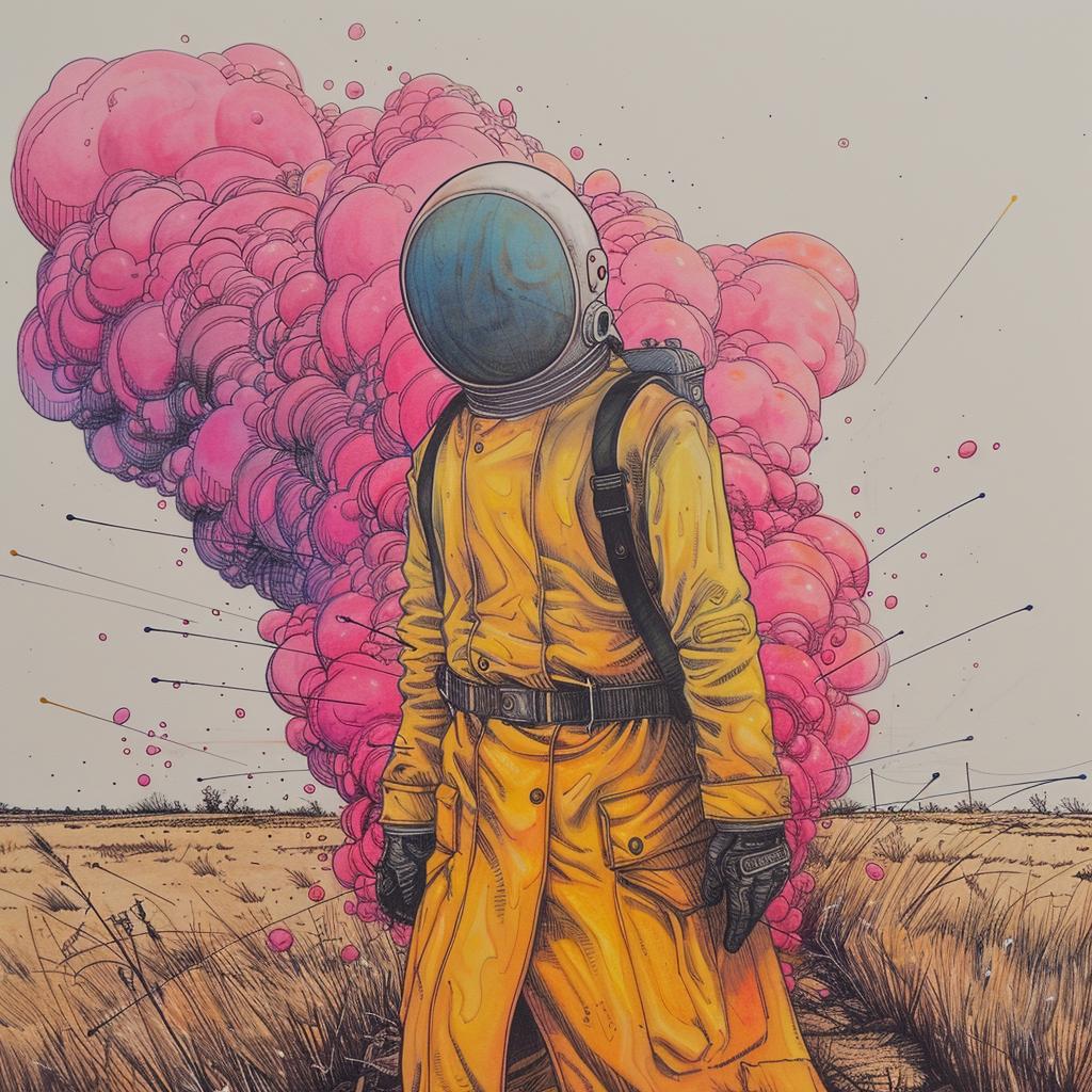 astronaut  field  pink  smoke  quint buchholz  surreal  mystical  exploration  colorful  contemplative 929605