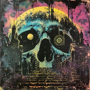 occult  skull  black  background  colorful  surreal  symbolist  screenprinting  dark  art 1079066