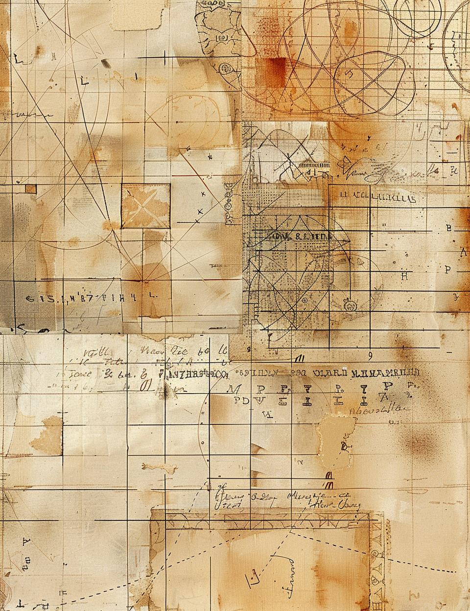 vintage  ledger  paper  drawing  map  symbols  stained  faded  medieval  marginalia 961853