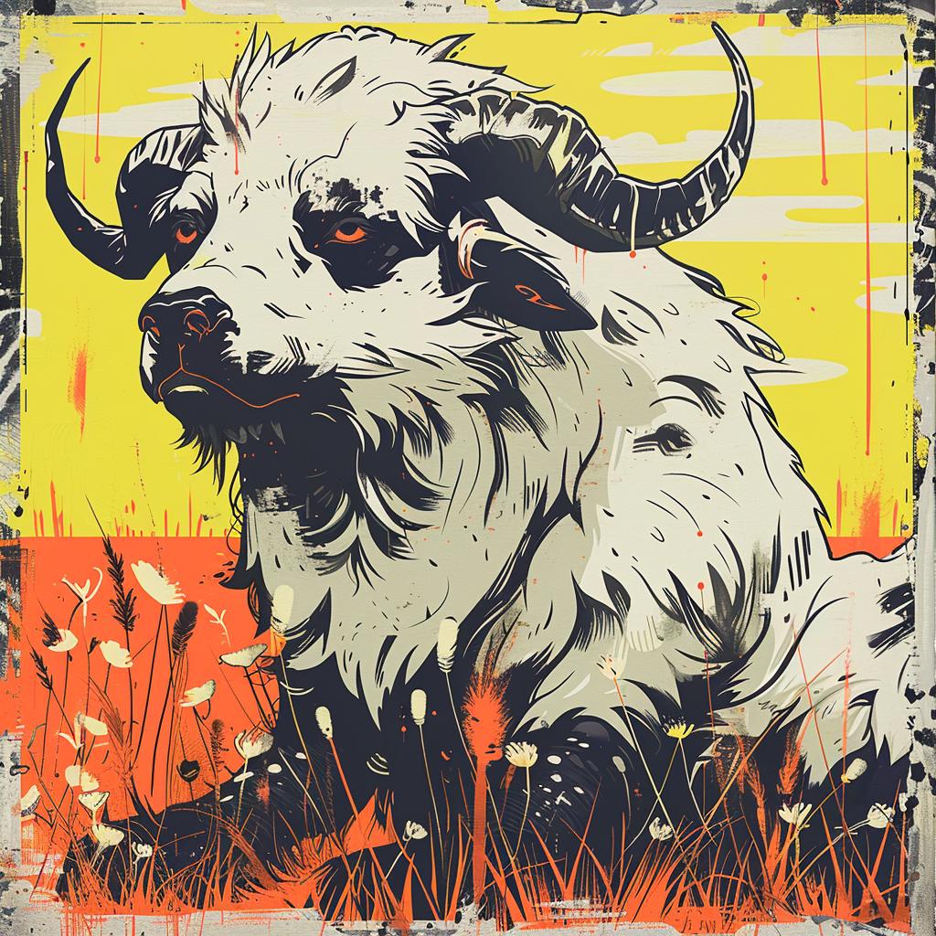 mythical  creature  hybrid  wolf  sheep  bull  grass  poster  fantastical  unique 941182