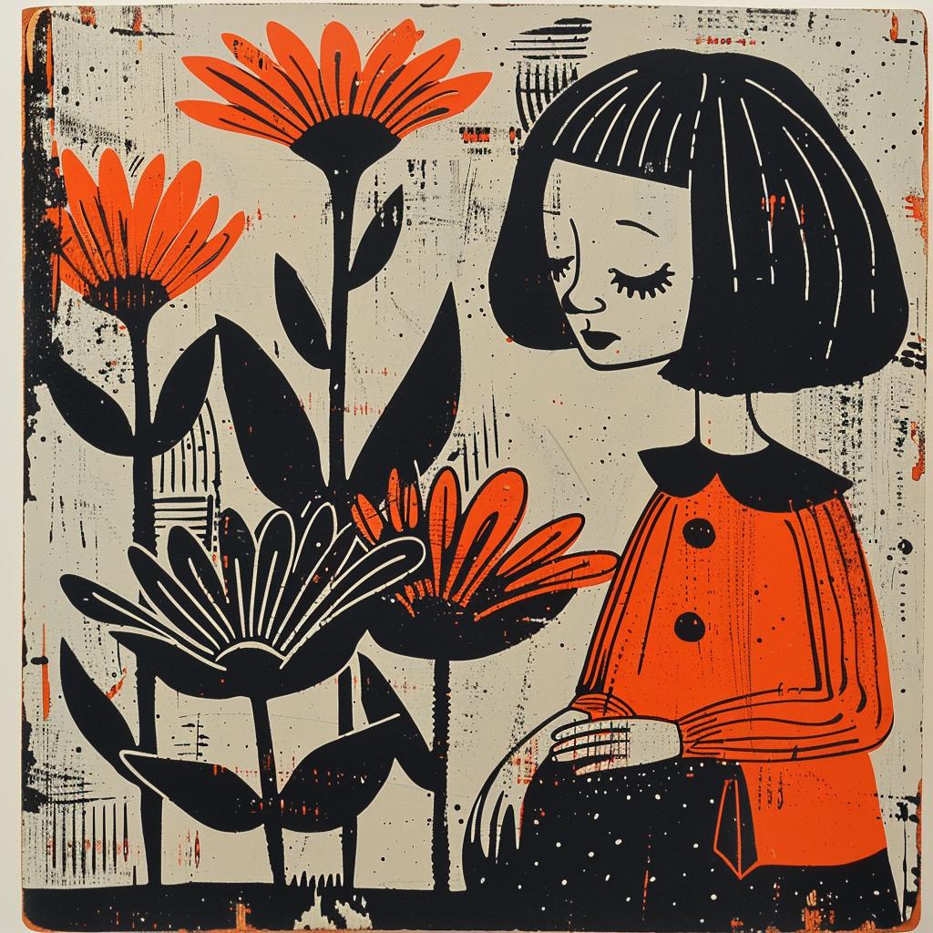 girl  flowers  hand  orange  shirt  Isabelle  Arsenault  flowerpunk  colorful  artistic 926502