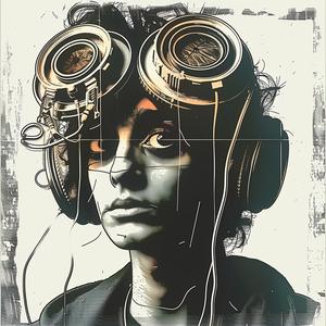 فن رقمي، امرأة، سماعات رأس، تصميم عصري، 2023، رسم توضيحي، إبداعي نابض بالحياة، 1070327