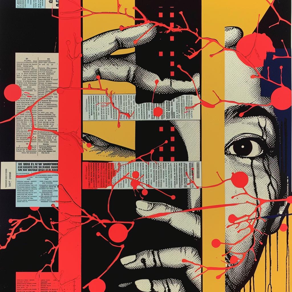 collage  woman  face  graphic  design  stripes  CobraKai  art  red  black 968746