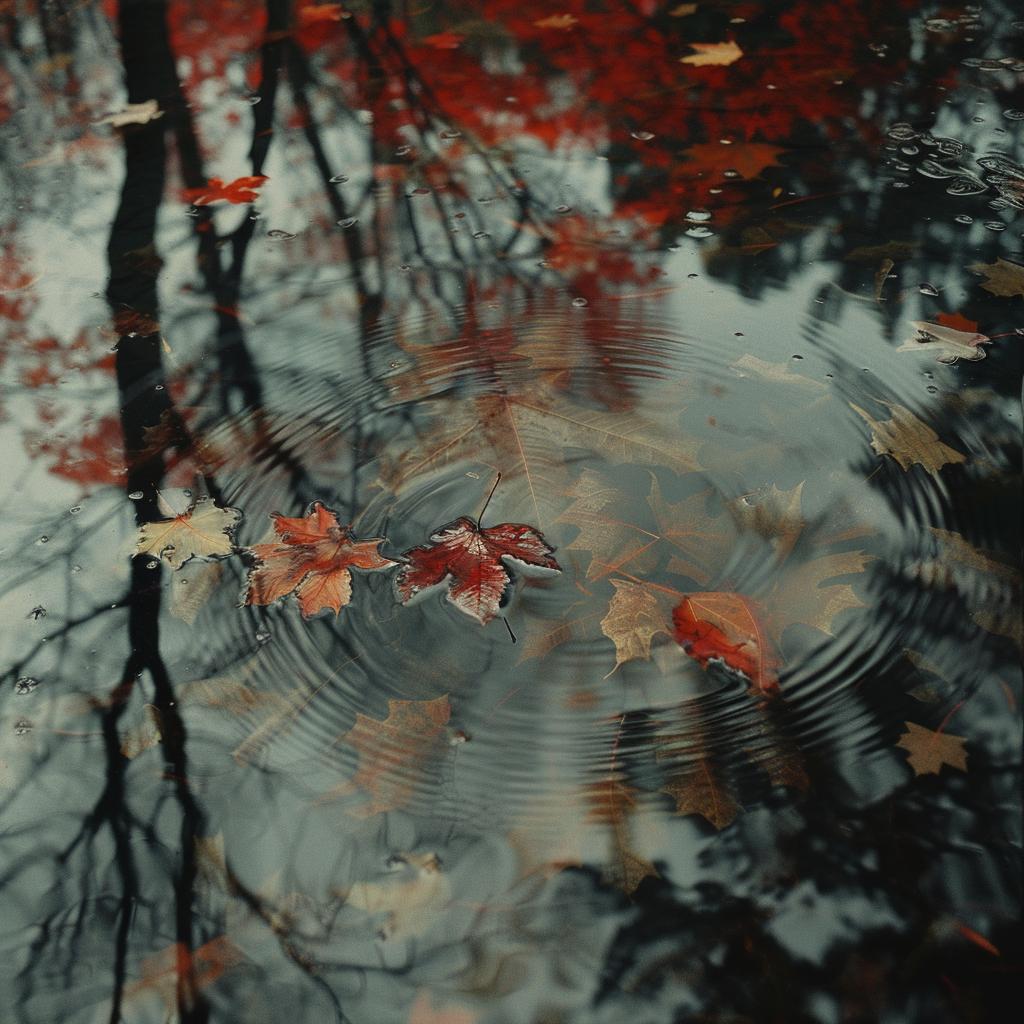 autumn  leaves  water  reflection  trees  nature  seasonal  tranquil  colorful  serene 950115