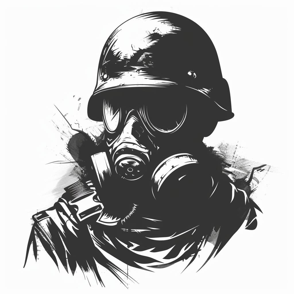 silhouette  gasmask  vintage  icon  emblem  bold  linocut  blackwhite  background  helmet 951963