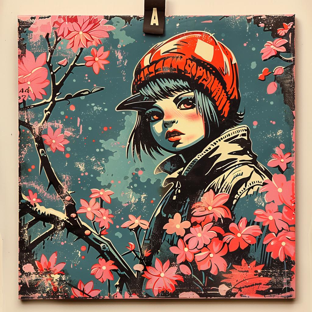 chromolithography  painting  girl  hat  flowers  colorful  vibrant  portrait  art  style 1035915