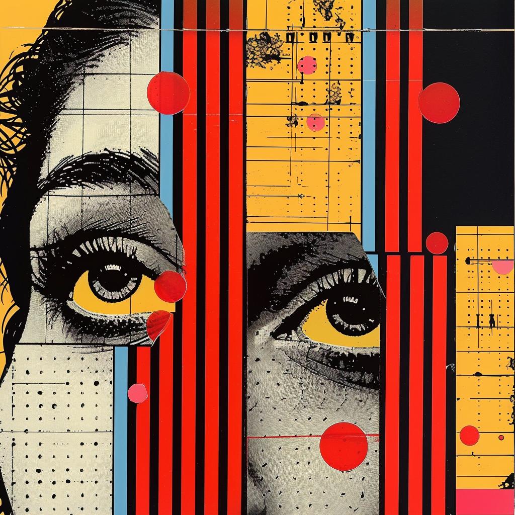 graphic  design  woman  face  red  yellow  background  abstract  style  color 968694
