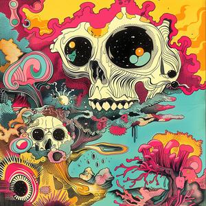 surreal  album  cover  skulls  psychedelic  screenprinting  hyper-realistic  symbolist  art  fantasy 1064871