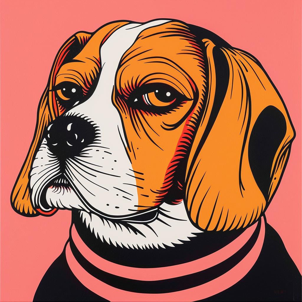 beagle  dog  pinkcollar  stripes  painting  art  cute  playful  stylized  friendly 973851
