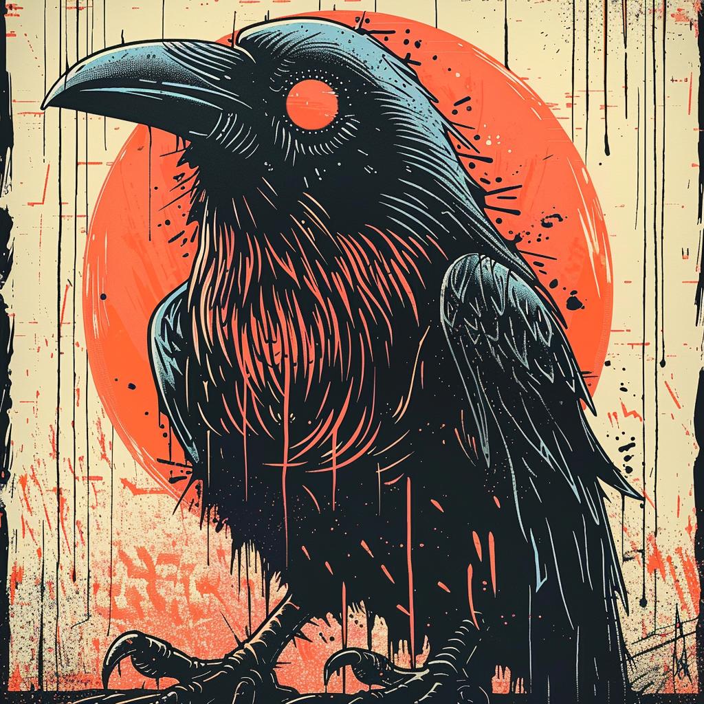 crow  poster  dark  occult  naturalistic  style  spiritual  terror  metal  graphic 926004