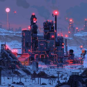 minimalist  sci-fi  landscape  neon  circuitry  futuristic  city  snow  red  lights 1074594