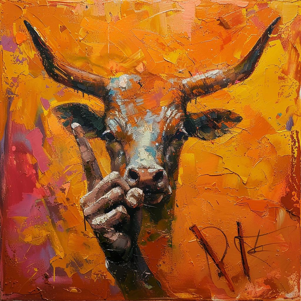 bull  horns  sign  hand  gesture  painting  horned  expression  art  style 1023566