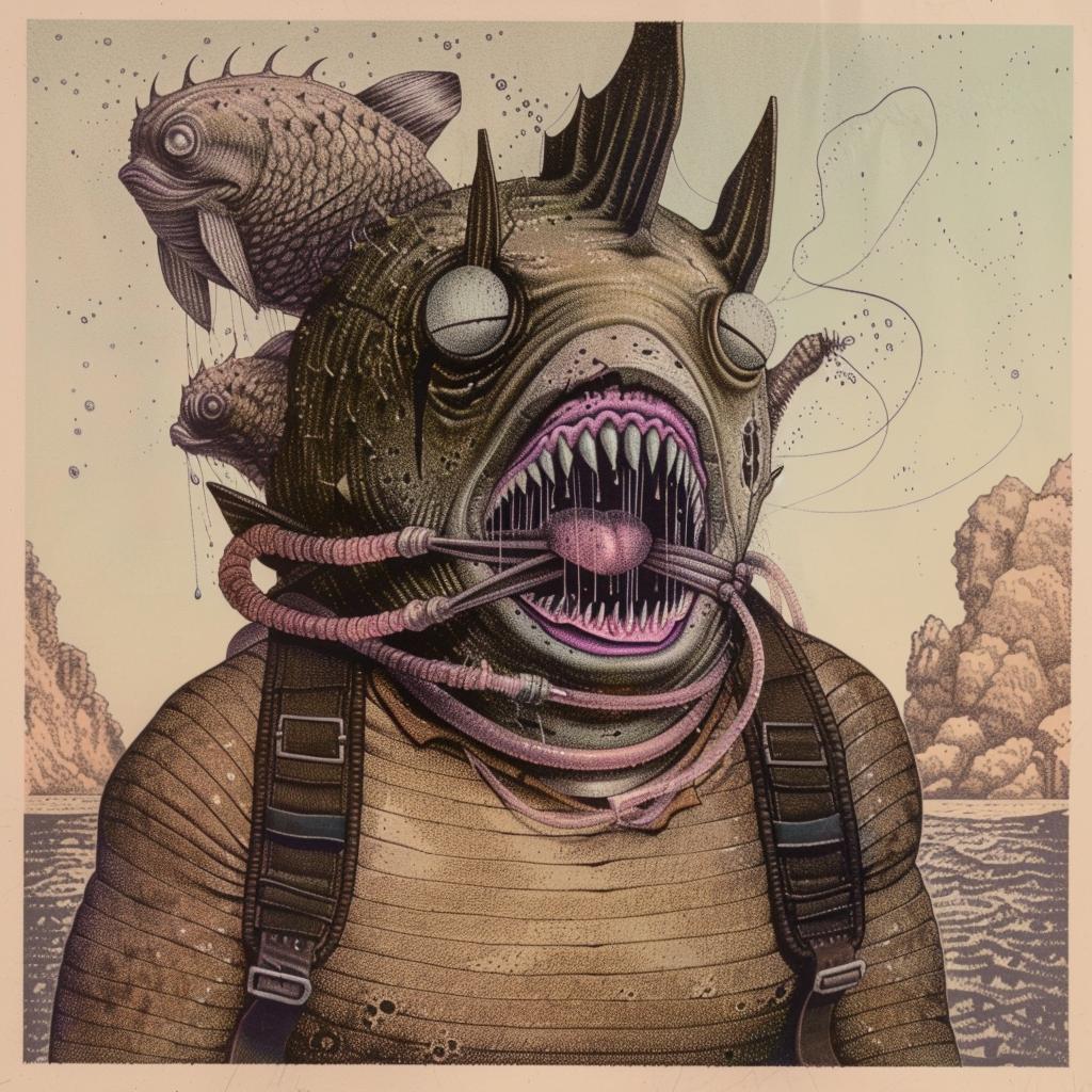 fish  drawing  head  surreal  unique  creature  weird  ocean  fantasy  illustration 947279