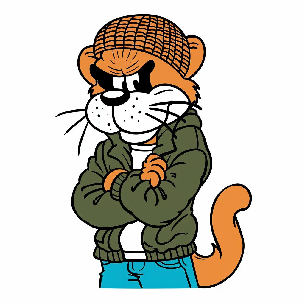 cat  cartoon  aggressive  streetwise  urban  minimal  hat  jacket  animal  character 958965