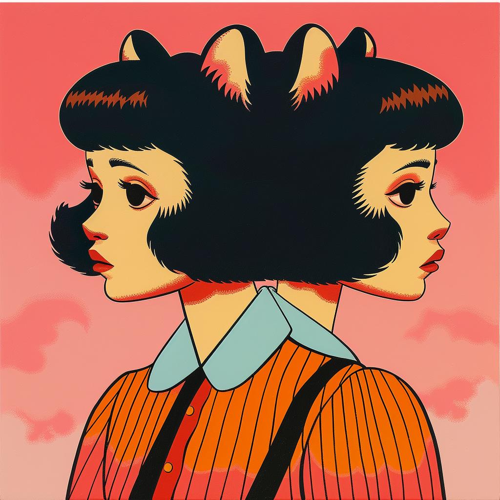 women  cat  ears  illustration  playful  whimsical  cartoon  colorful  expression  character 966884