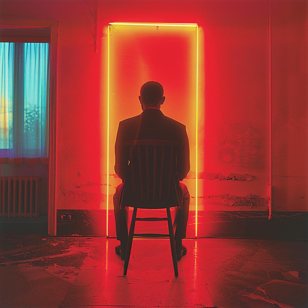 creative  surreal  neon  album  cover  man  chair  lights  Demna  Gvasalia 962594