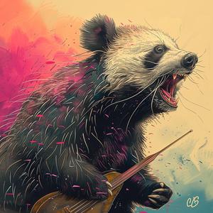 panda  violin  chromolithography  art  playful  animal  music  whimsical  colorful  illustration 1039298