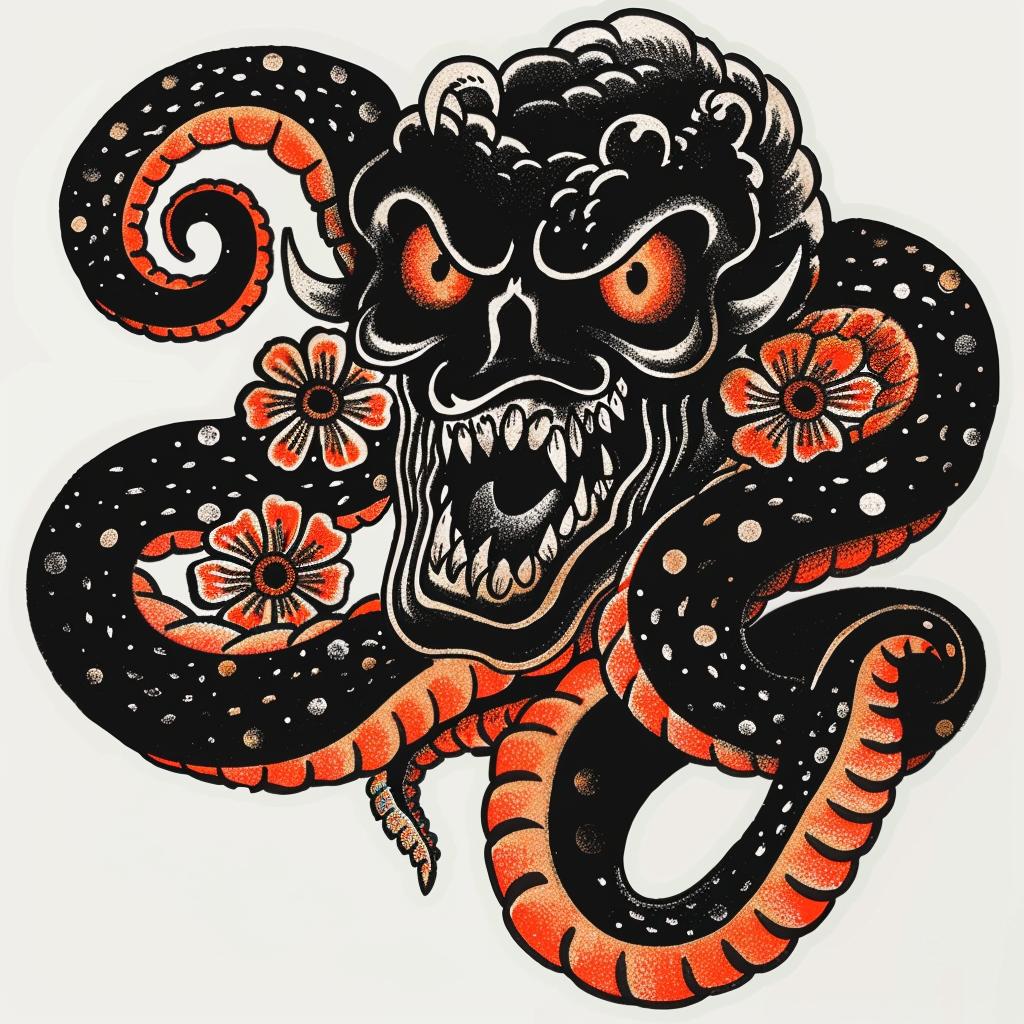octopus  flowers  old school  tattoo  design  illustration  flash  art  graphic  colorful 927449