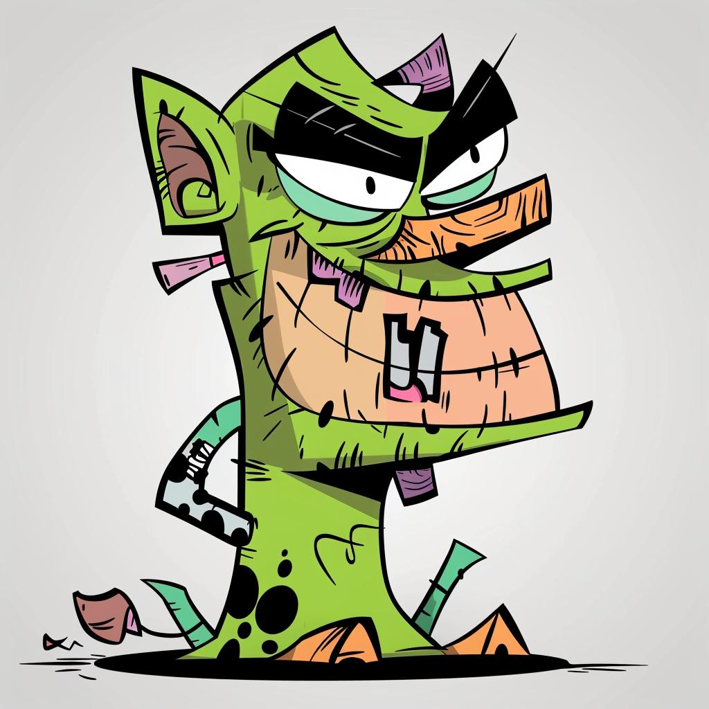 devil  impish  character  green  face  cartoon  whimsical  stylized  playful  illustration 1024465