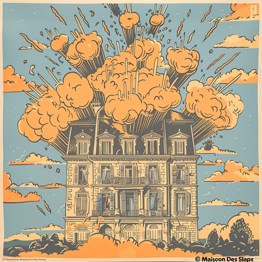 linocut  print  album  cover  luxurious  mansion  explosion  woodblock  art  vintage 964184