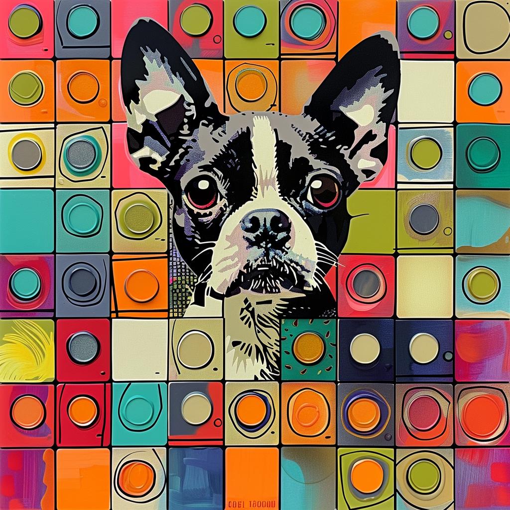 dog  Boston  terrier  canvas  colorful  background  print  art  portrait  playful 938554
