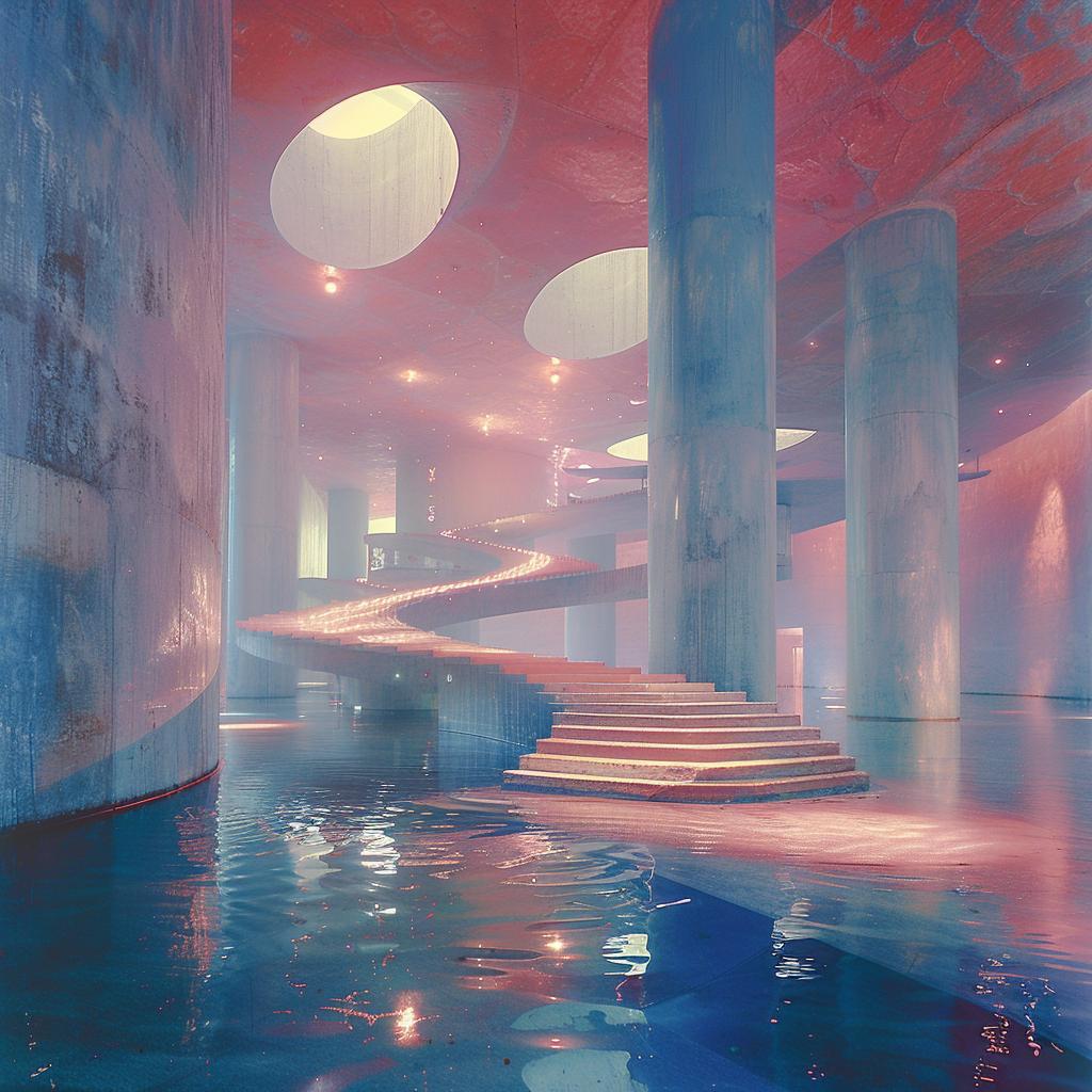 double  exposure  lifestyle  room  stairs  water  pool  surreal  lighting  horror 1030754