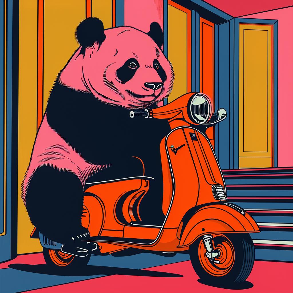 panda  scooter  door  surreal  lighting  glow  sharp  focus  natural  provoking 962923