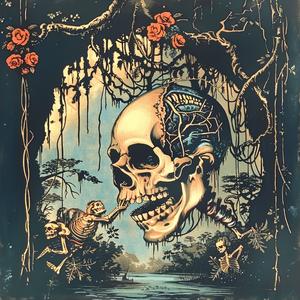 skull  roses  poster  art  graphic  decorative  vibrant  design  illustration  chromolithography 1048345
