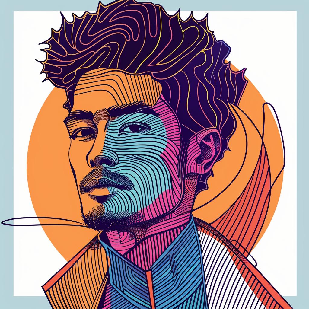 تصميم بورتريه آسيوي لحية رجل بوب آرت ملون بأسلوب معاصر 937360