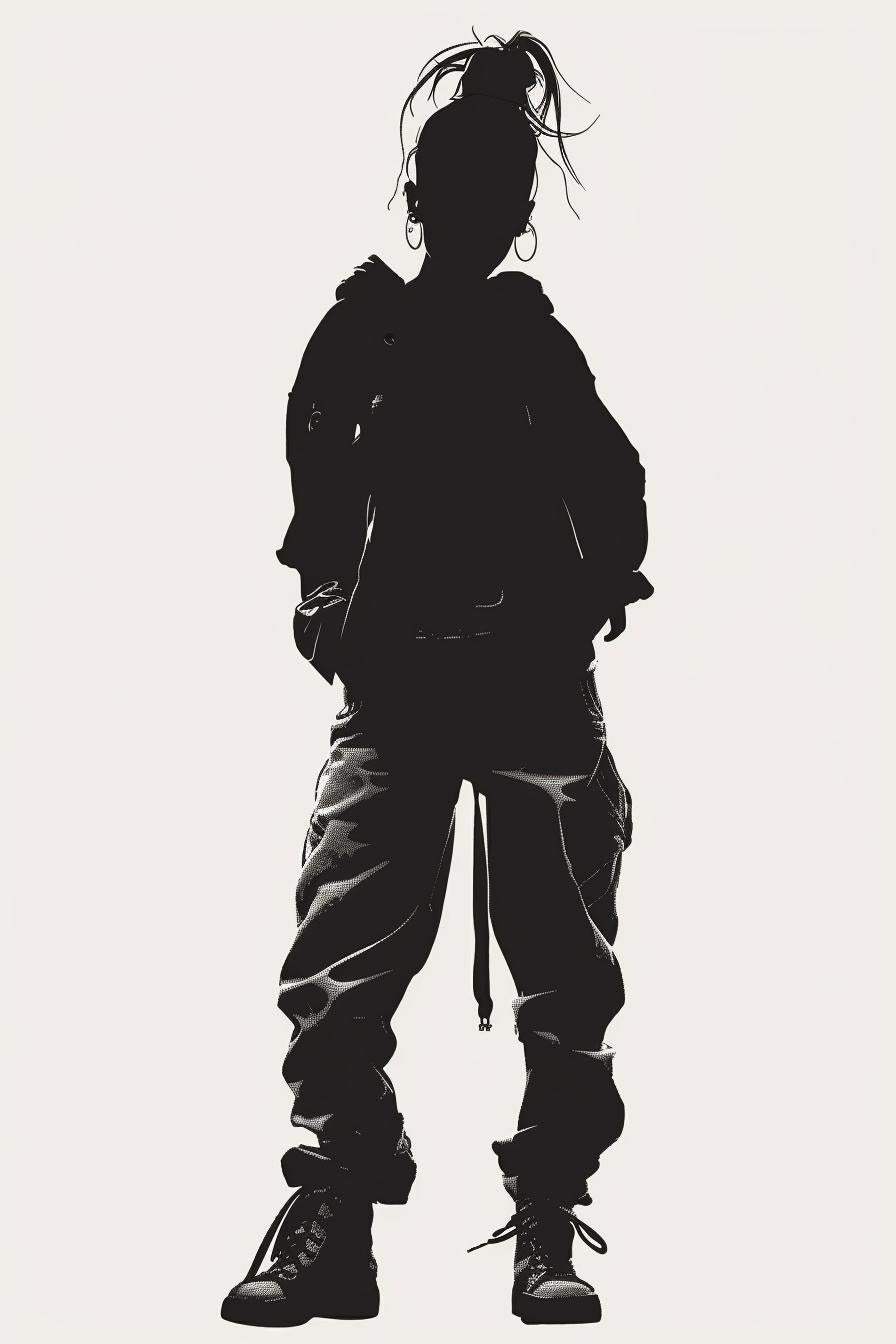 silhouette  person  hoodie  pants  streetwear  vector  white  background  minimal  stylized 954459