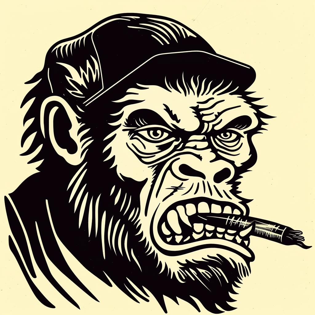 gorilla  cigarette  funny  bold  mascot  character  illustration  cool  smoke  attitude 939935