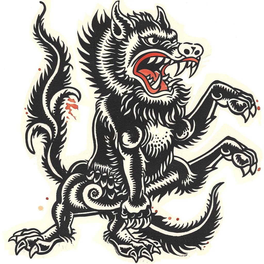 mythical  creature  hybrid  animal  fantastical  illustration  black  white  halftone  unique 934823