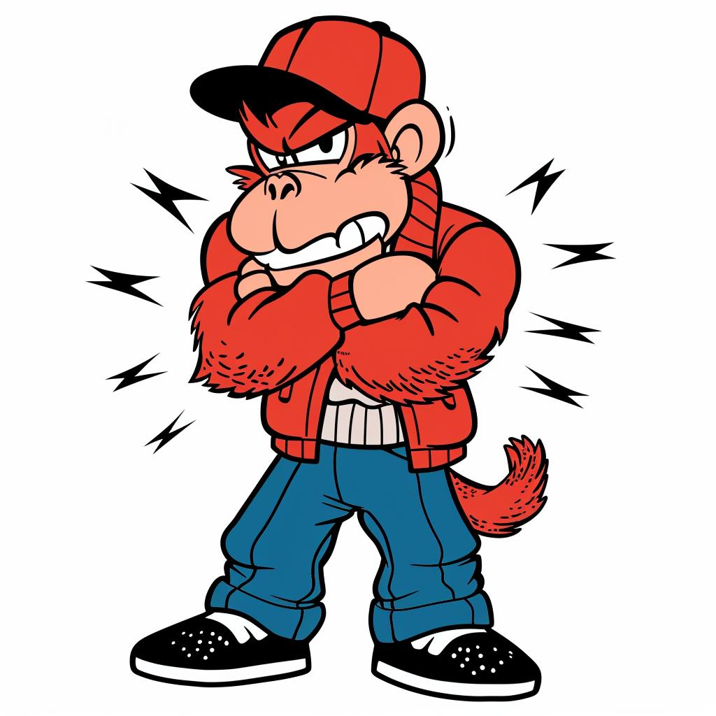 aggressive  cartoon  monkey  jacket  jeans  baseball  cap  street  culture  silver 958913