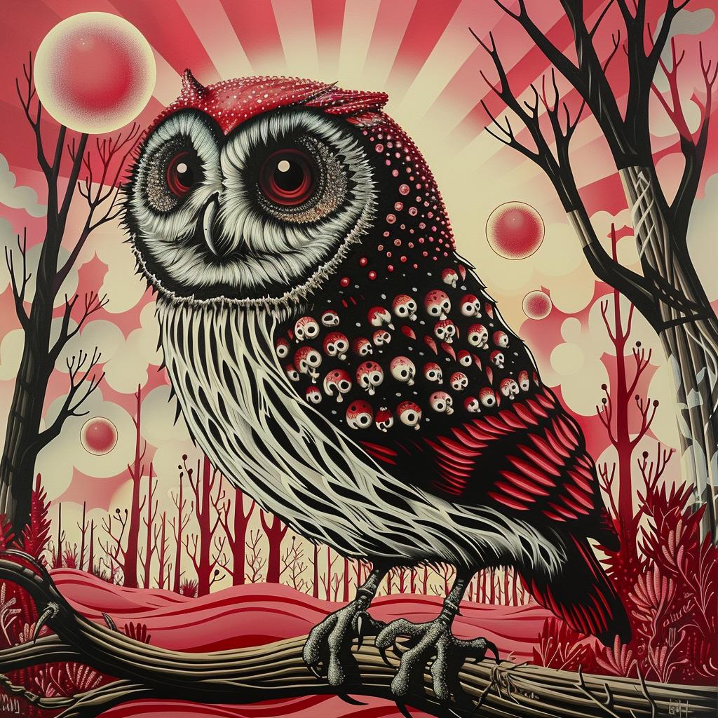 owl  red  black  cream  background  design  minimal  artnouveau  bold  abstract 941414