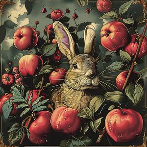 rabbit  apples  garden  nature  colorful  fruit  domestic  playful  vibrant  still-life 1055690