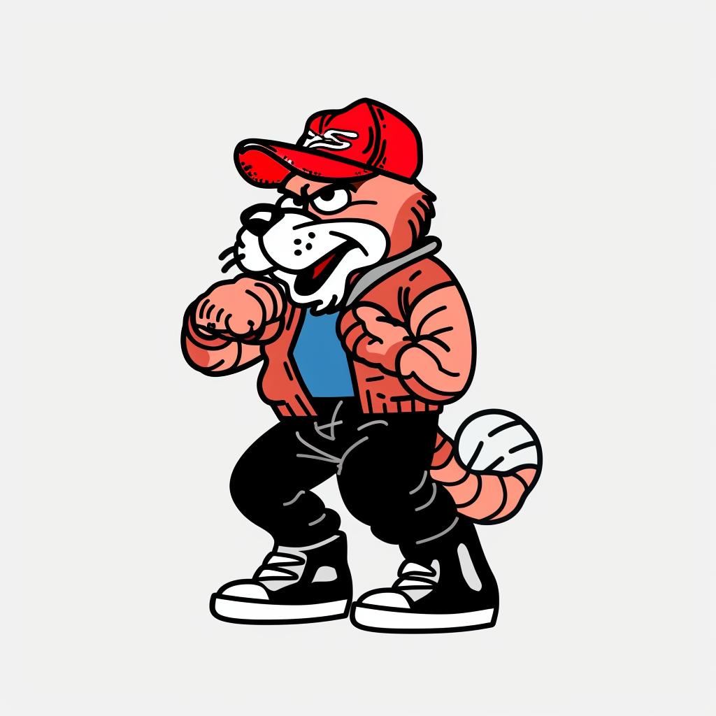 aggressive  streetwise  anthropomorphic  animal  baseball  cap  urban  minimal  red  silver 958922