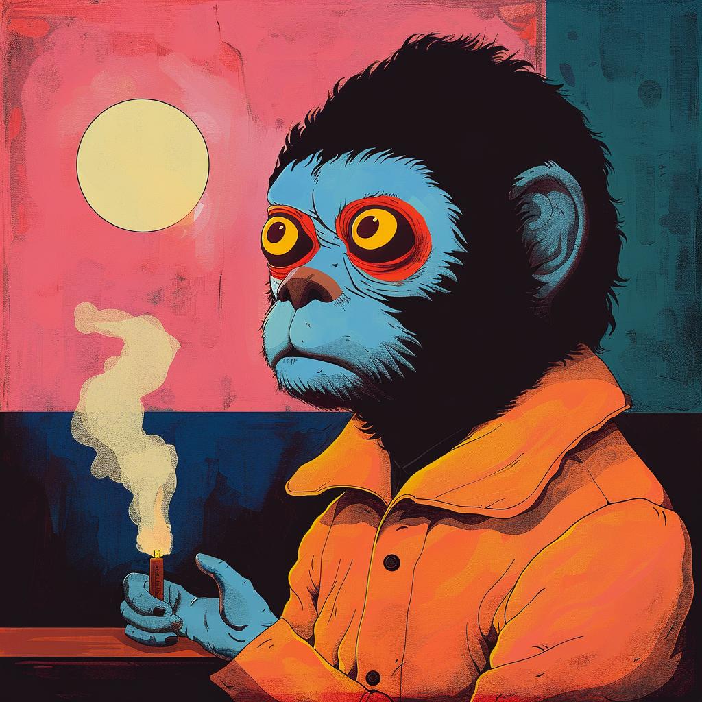 surreal  album  cover  monkey  cigarette  mouth  painting  creative  art  Joan 1019112