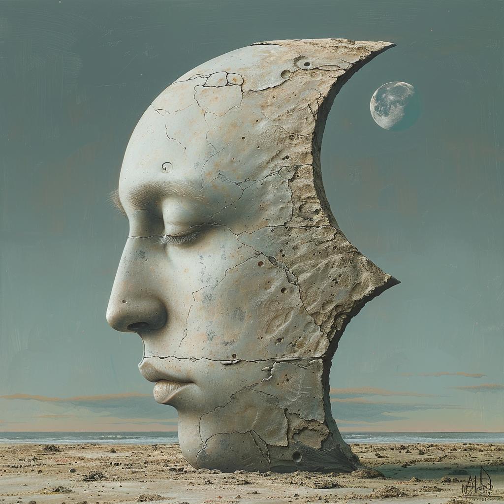painting  face  moon  background  surrealism  simplicity  abstract  dreamy  colorful  mystical 970997