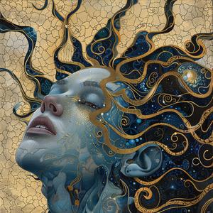 artnouveau  surrealism  pointillism  woman  head  dark  occult  deathmetal  gold  teal 1077147