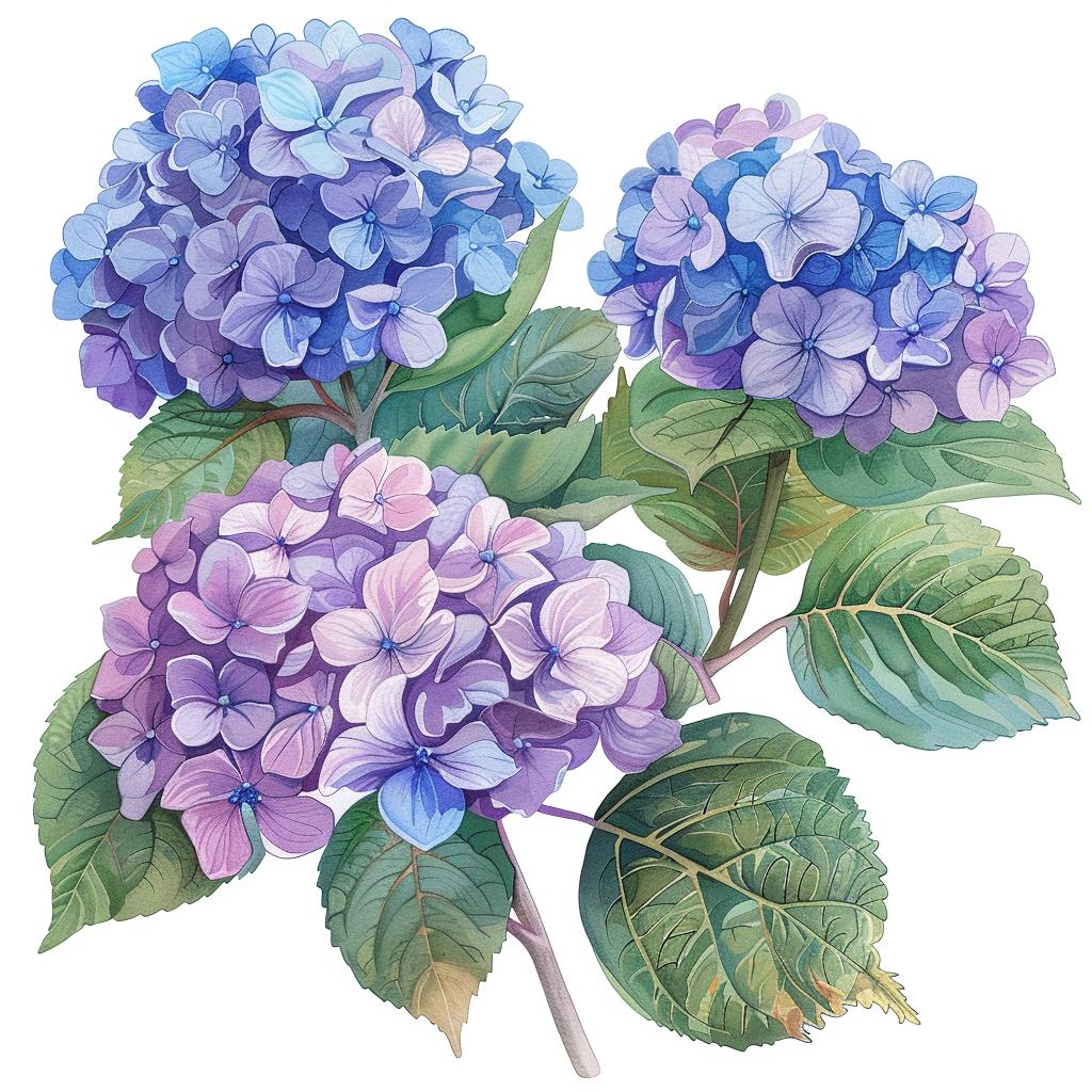 watercolor  hydrangea  illustration  botanical  blue  nature  artwork  detailed  floral  soft 971615