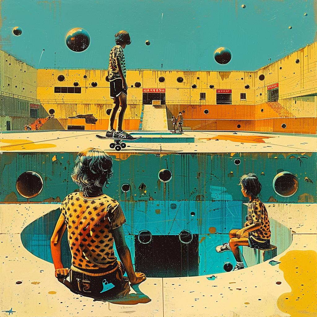 pool  children  skater  painting  colorful  playful  outdoor  fun  summer  abstract 964844