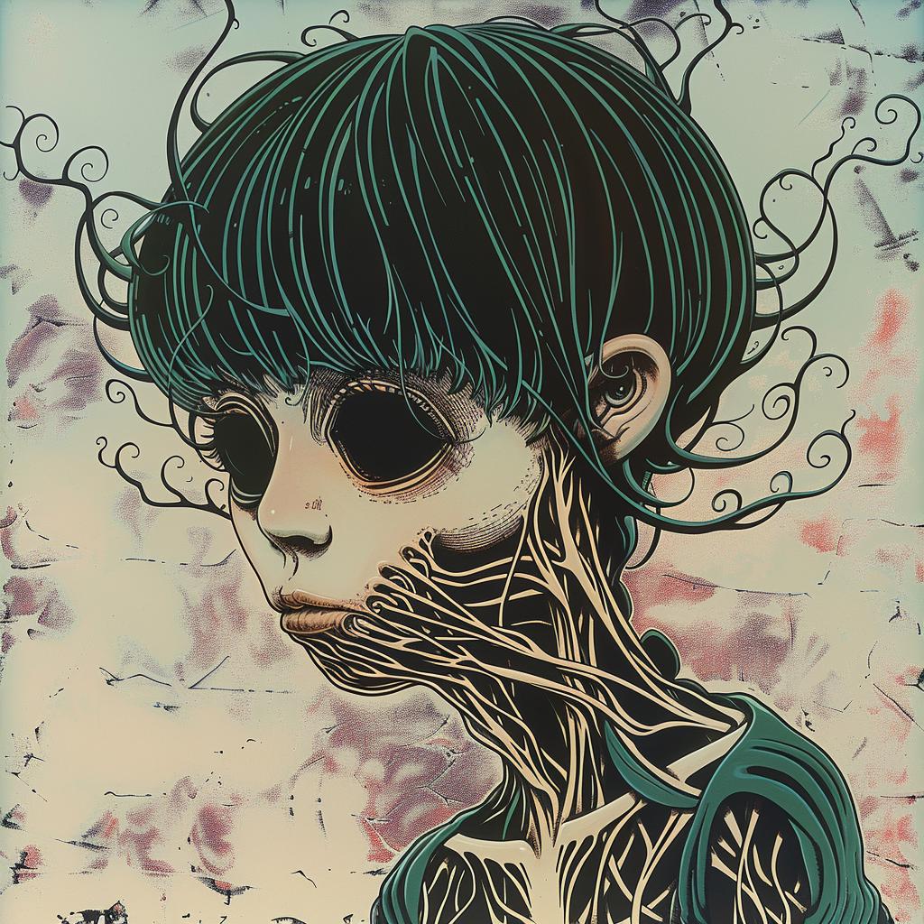 girl  green  hair  words  portrait  whimsical  colorful  expression  playful  unique 967167