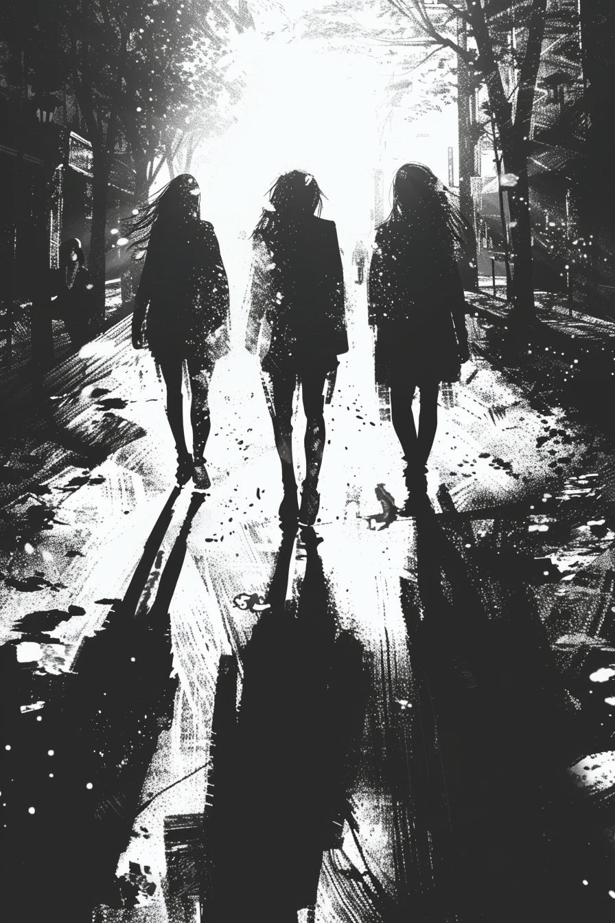 أشخاص، عرض، ظلال، مانجا، أحادي اللون، رسم، أسلوب، خطي، شارع مظلم 953825
