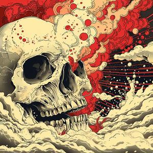 album  cover  skull  red  white  background  surreal  chaos  symbolist  art 1078292