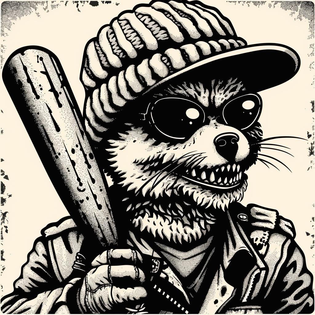 raccoon  aggressive  baseball  bat  anthropomorphic  street  cartoon  hat  hip-hop  minimal 959588