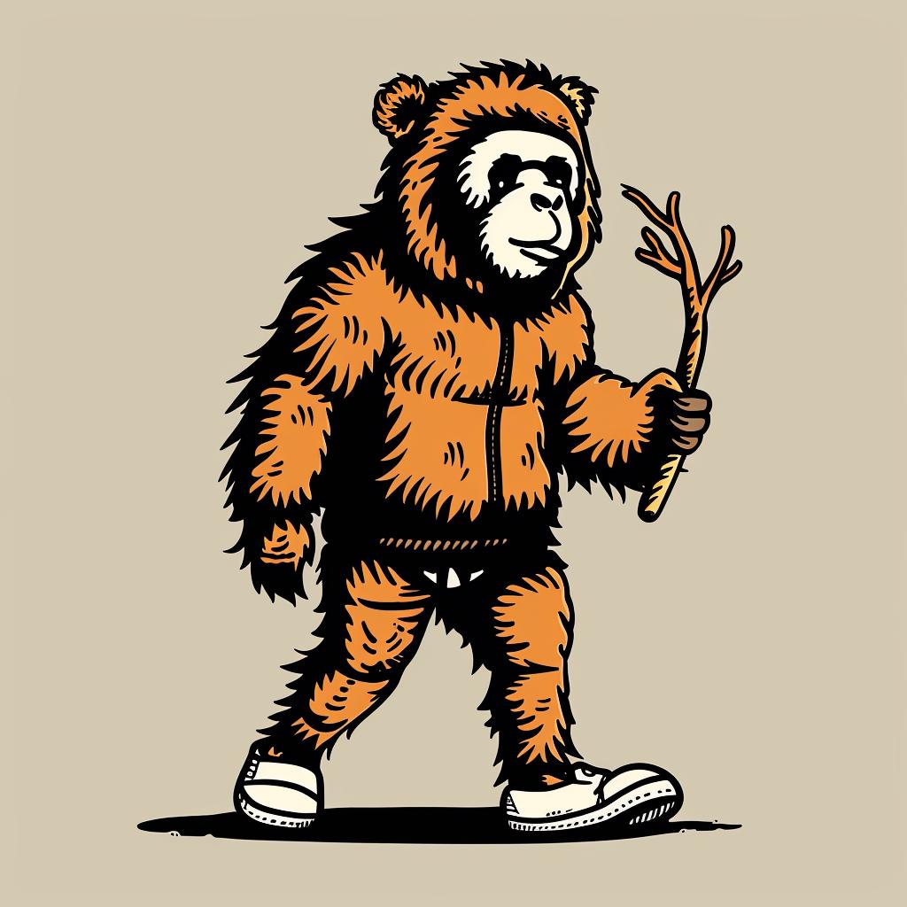 bear  suit  stick  cartoon  playful  humorous  animal  whimsical  nature  illustration 939960